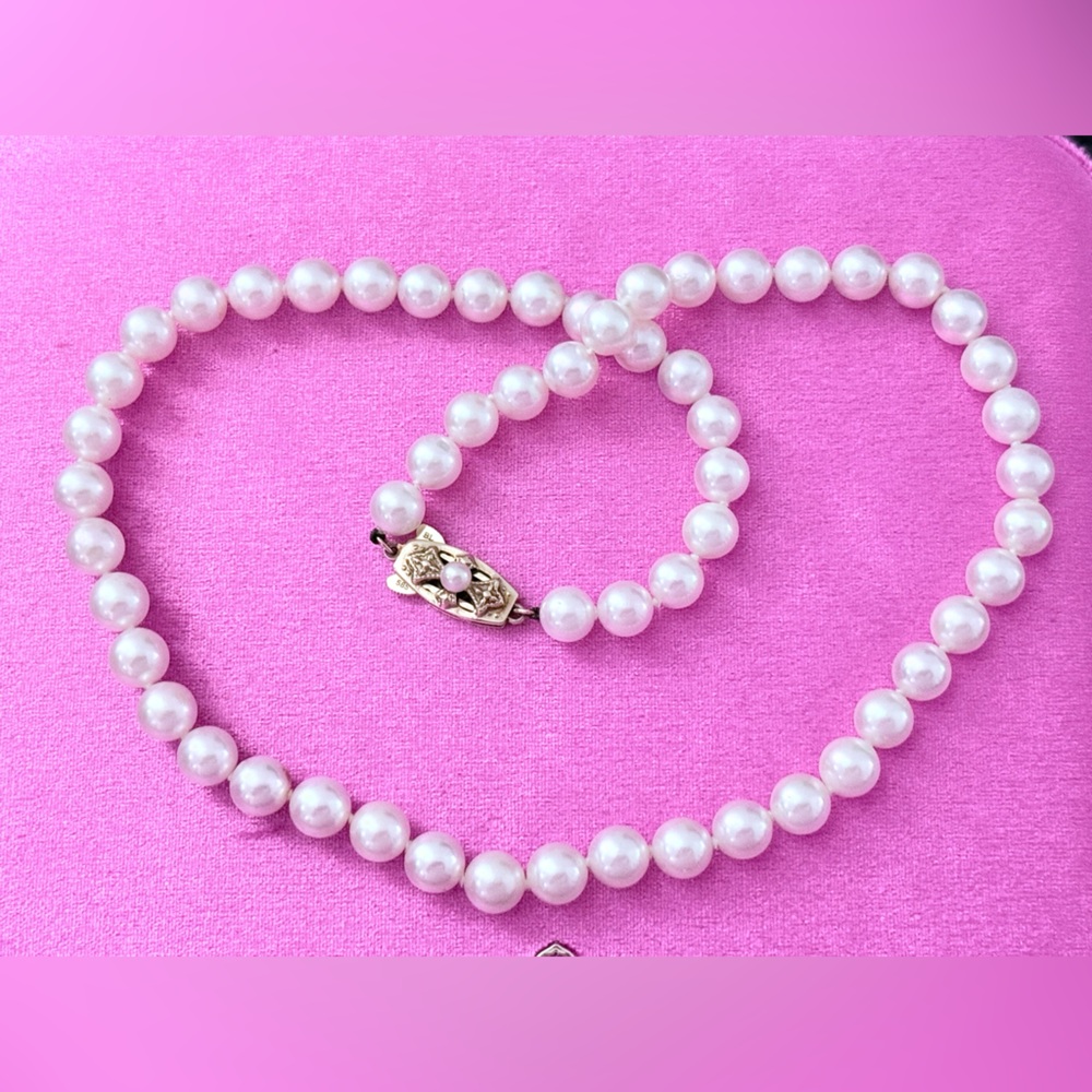 MIKIMOTO BLUE LAGOON PEARL NECKLACE 18” 14K 7.0-7.5MM. UNBELIEVABLE